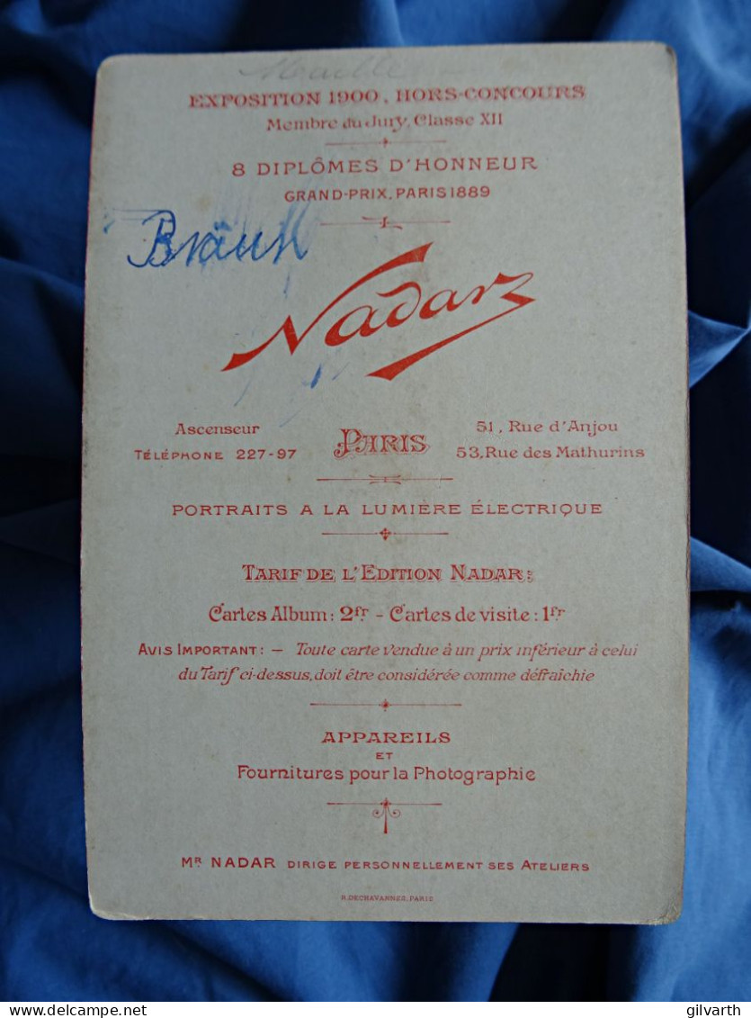 Photo Format Cabinet P. Nadar à Paris - Melle Maille De La Comédie Française, Actrice, Circa 1895 L675 - Oud (voor 1900)