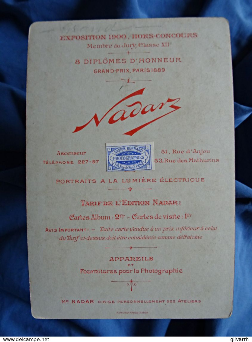 Photo Format Cabinet P. Nadar à Paris - Georges Grand (1864-1921) Acteur, Sociétaire Comédie Française, Circa 1895 L678 - Oud (voor 1900)