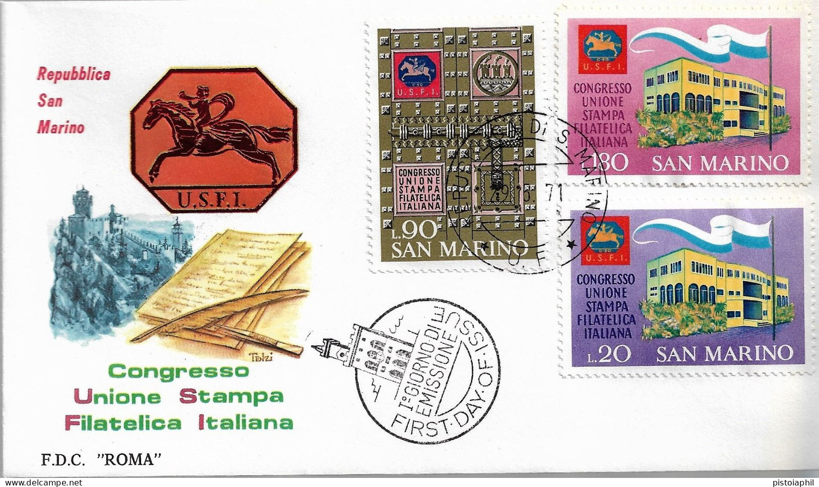 Fdc Roma: CONGRESSO UNIONE STAMPA FILATELICA ITALIANA 1971 - No Viaggiata - FDC