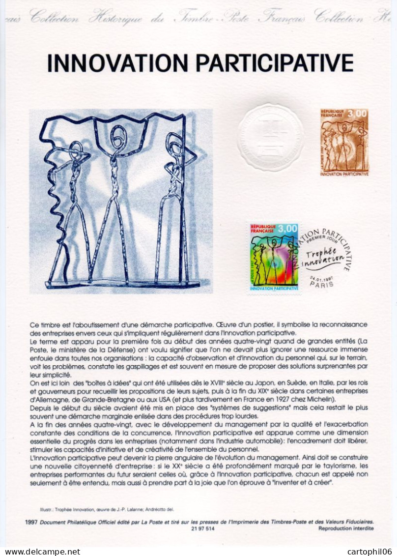 - Document Premier Jour L'INNOVATION PARTICIPATIVE - PARIS 24.1.1997 - - Documents De La Poste