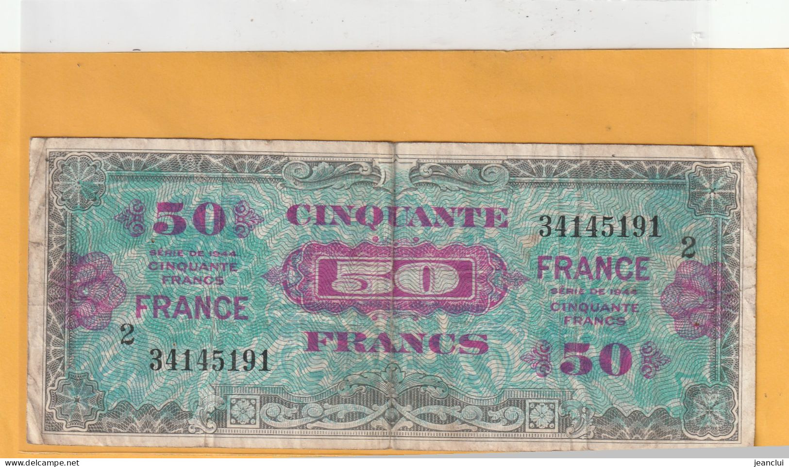 IMPRESSION AMERICAINE 1ere EMISSION - REVERS " FRANCE " . 50 FRANCS . SERIE N° 2  -  N° 34145191  .  2 SCANNES - Sonstige & Ohne Zuordnung