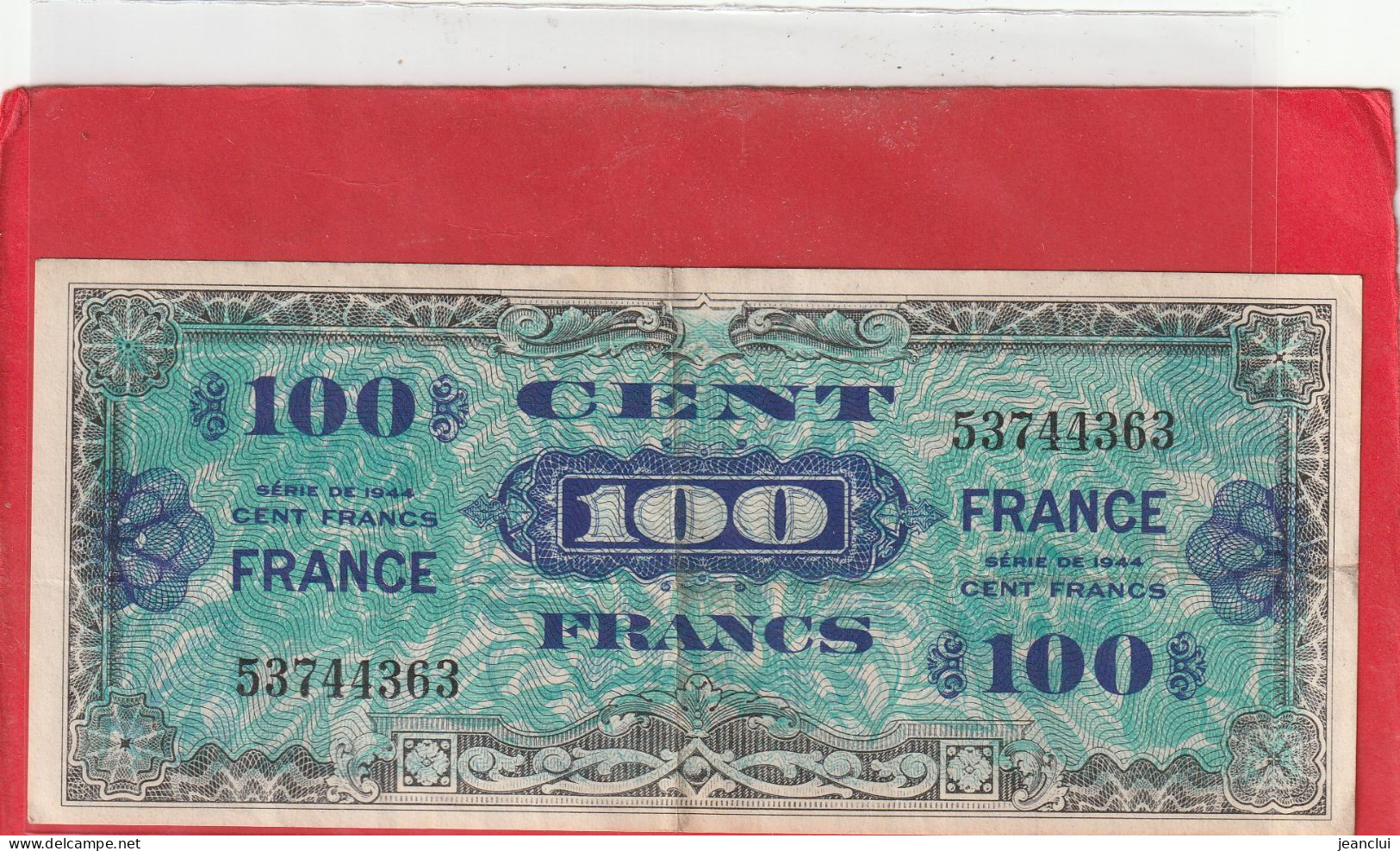 IMPRESSION AMERICAINE 1ere EMISSION - REVERS " FRANCE " . 100 FRANCS . SANS N° DE SERIE  -  N° 53744363  .  2 SCANNES - Sonstige & Ohne Zuordnung