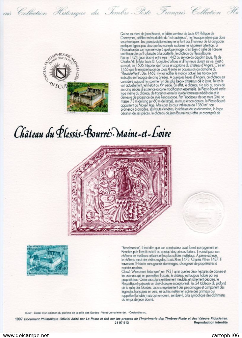 - Document Premier Jour LE CHÂTEAU DU PLESSIS-BOURRÉ (Maine-et-Loire) - ECUILLE 24.5.1997 - - Castelli