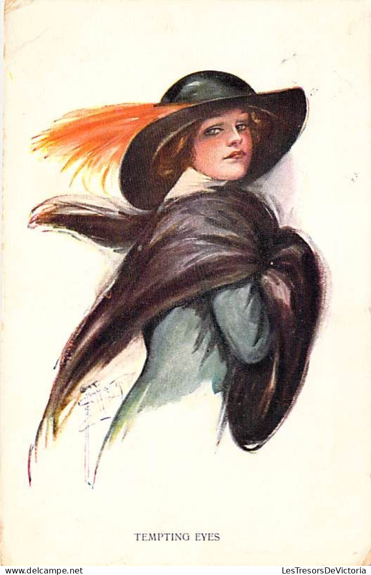 Illustrateur -Tempting Eyes - Femme Au Chapeau à Plumes - Carte Postale Ancienne - Spurgin, Fred