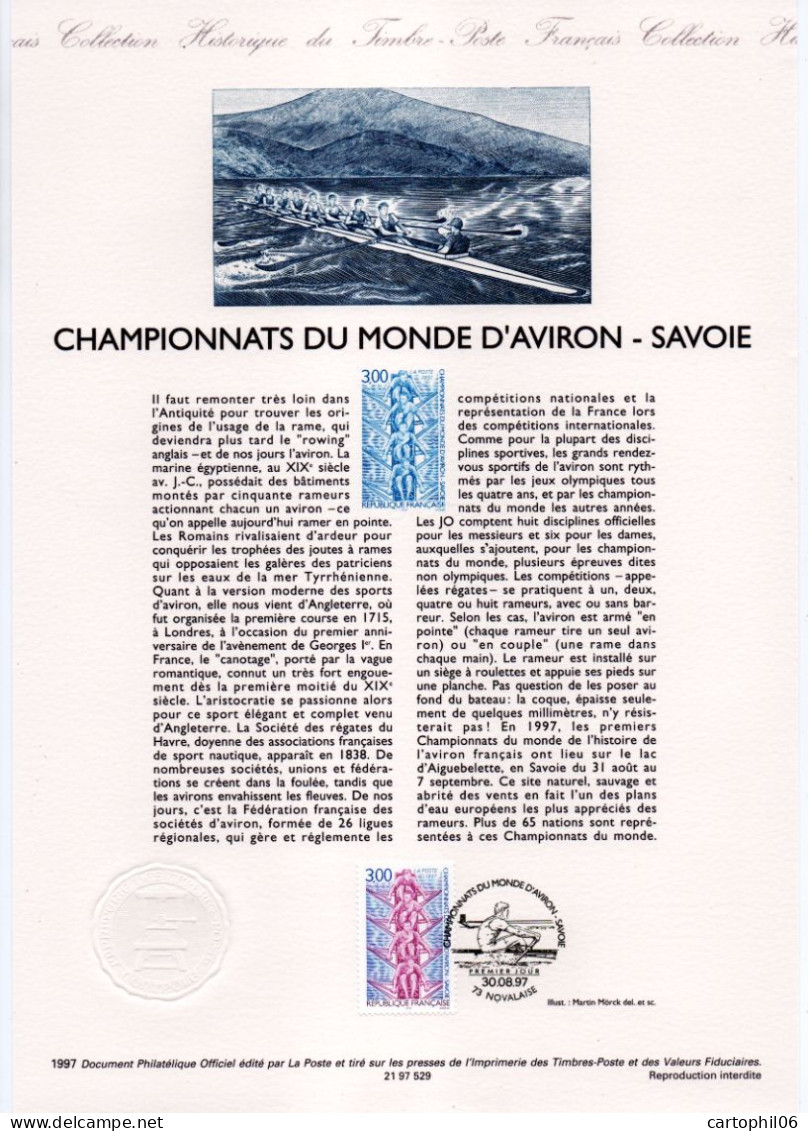 - Document Premier Jour LES CHAMPIONNATS DU MONDE D'AVIRON - SAVOIE - NOVALAISE 30.8.1997 - - Aviron