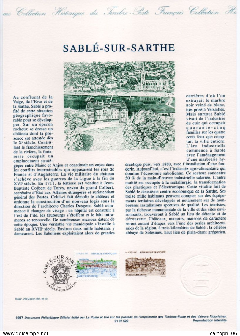 - Document Premier Jour SABLÉ-SUR-SARTHE 20.9.1997 - - Documents De La Poste