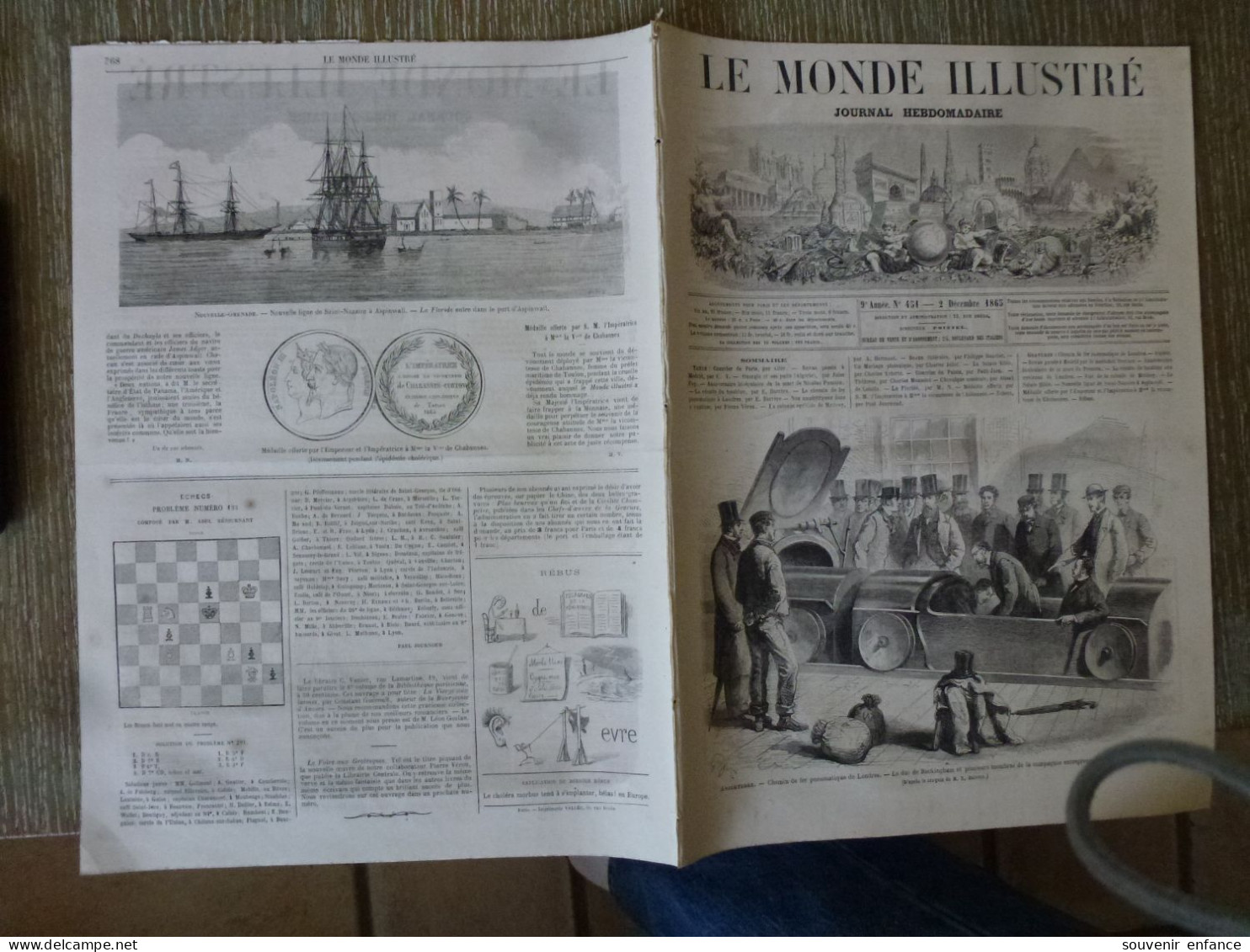 Le Monde Illustré Décembre 1865 Chemin De Fer Pneumatique Londres Colonie Agricole De Mettray - Revistas - Antes 1900