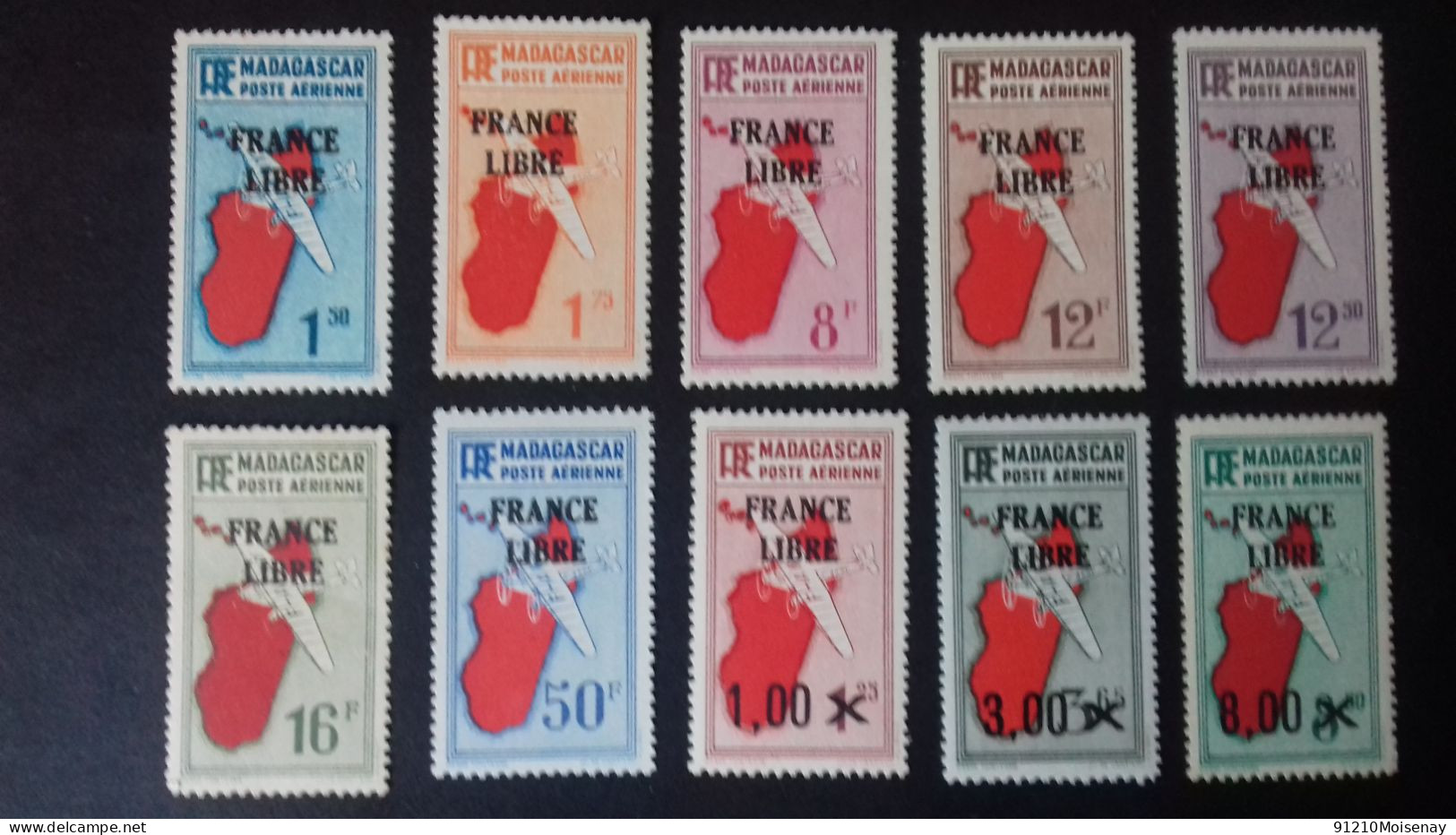 MADAGASCAR   PA 45/54**     FRANCE LIBRE (N°46 SIGNE)  " LOT " - Luchtpost