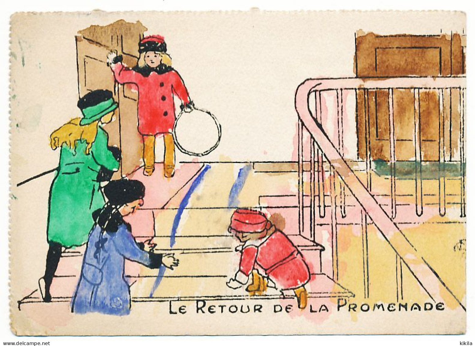 2 CPA 9 X 14 Le Retour De Promenade Dessin De L'illustrateur Henriette Delalain  Jeunes Filles - Other & Unclassified