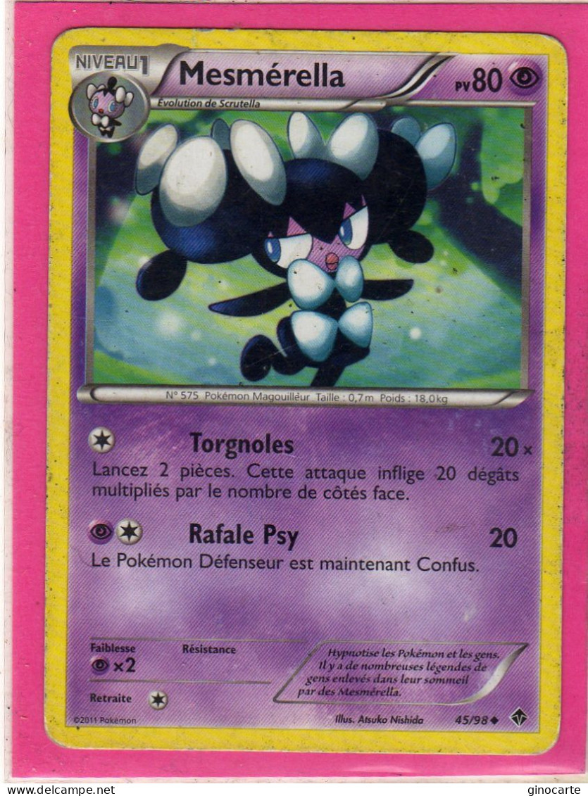 Carte Pokemon Francaise 2011 Noir Et Blanc Pouvoir Emmergeant 45/98 Mesmerella 80pv Occasion - Schwarze Und Weiße