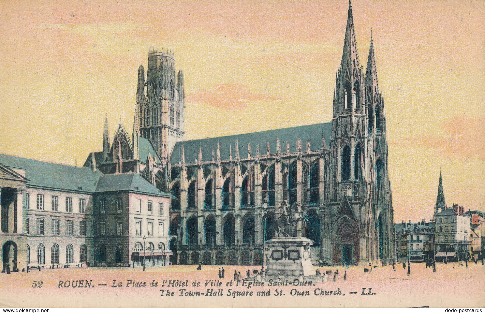 PC46299 Rouen. The Town Hall Square And St. Ouen Church. Levy Fils. No 52. B. Ho - Monde