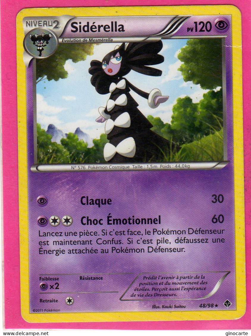 Carte Pokemon Francaise 2011 Noir Et Blanc Pouvoir Emmergeant 48/98 Siderella 120pv Occasion - Schwarze Und Weiße