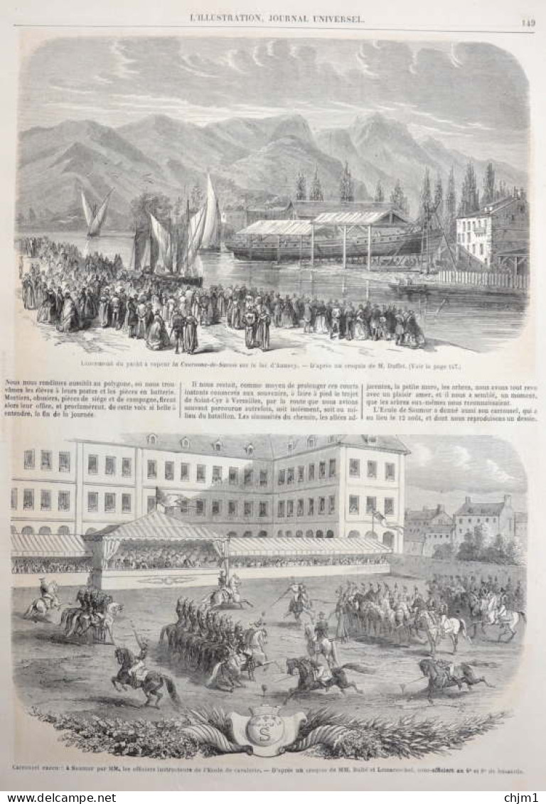 Lancement Du Yacht à Vapeur La Couronne-de-Savoie Sur Le Lac D'Annecy - Page Originale 1861 - Documents Historiques