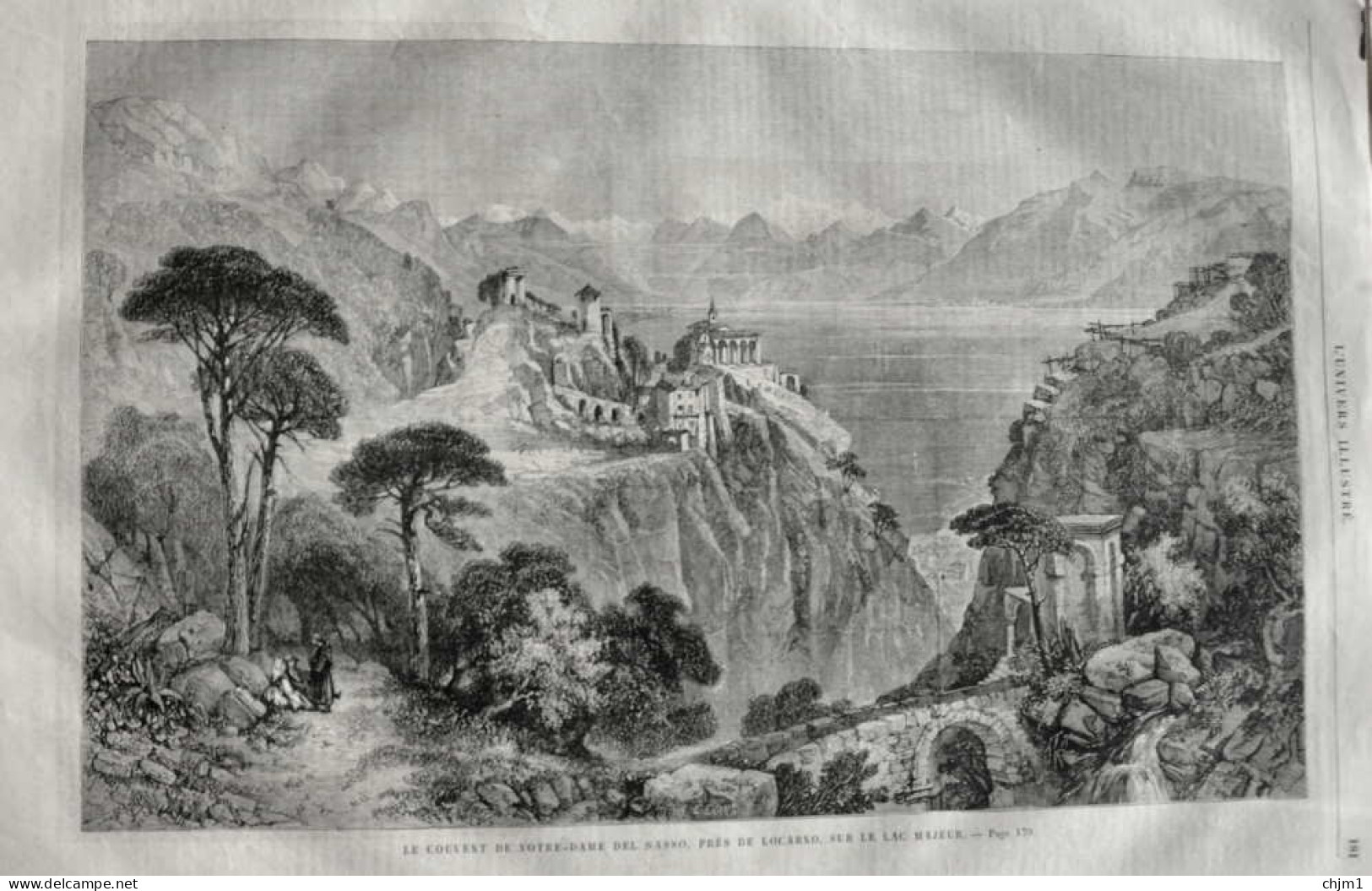 Le Couvent De Notre-Dame Del Sasso, Près De Locarno, Sur Le Lac Majeur - Page Originale 1861 - Documents Historiques