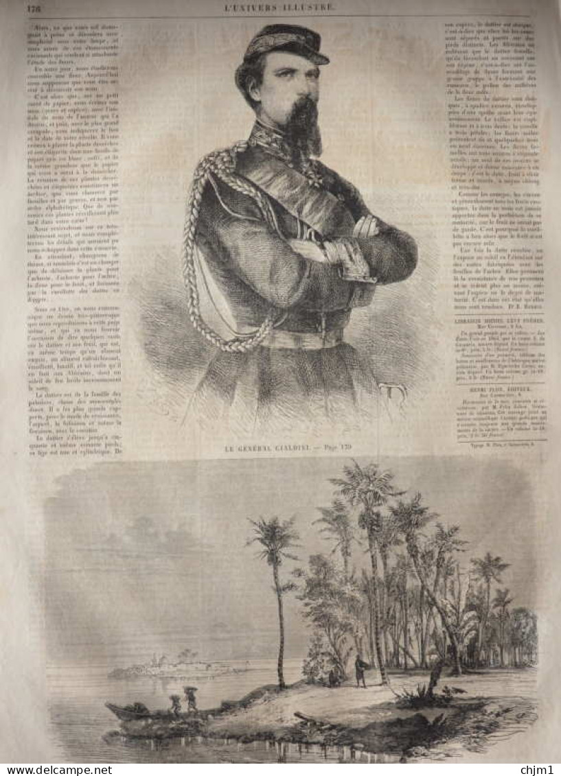 Le Général Cialdini - La Récolte Des Dattes En Égypte - Page Original 1861 - Documents Historiques