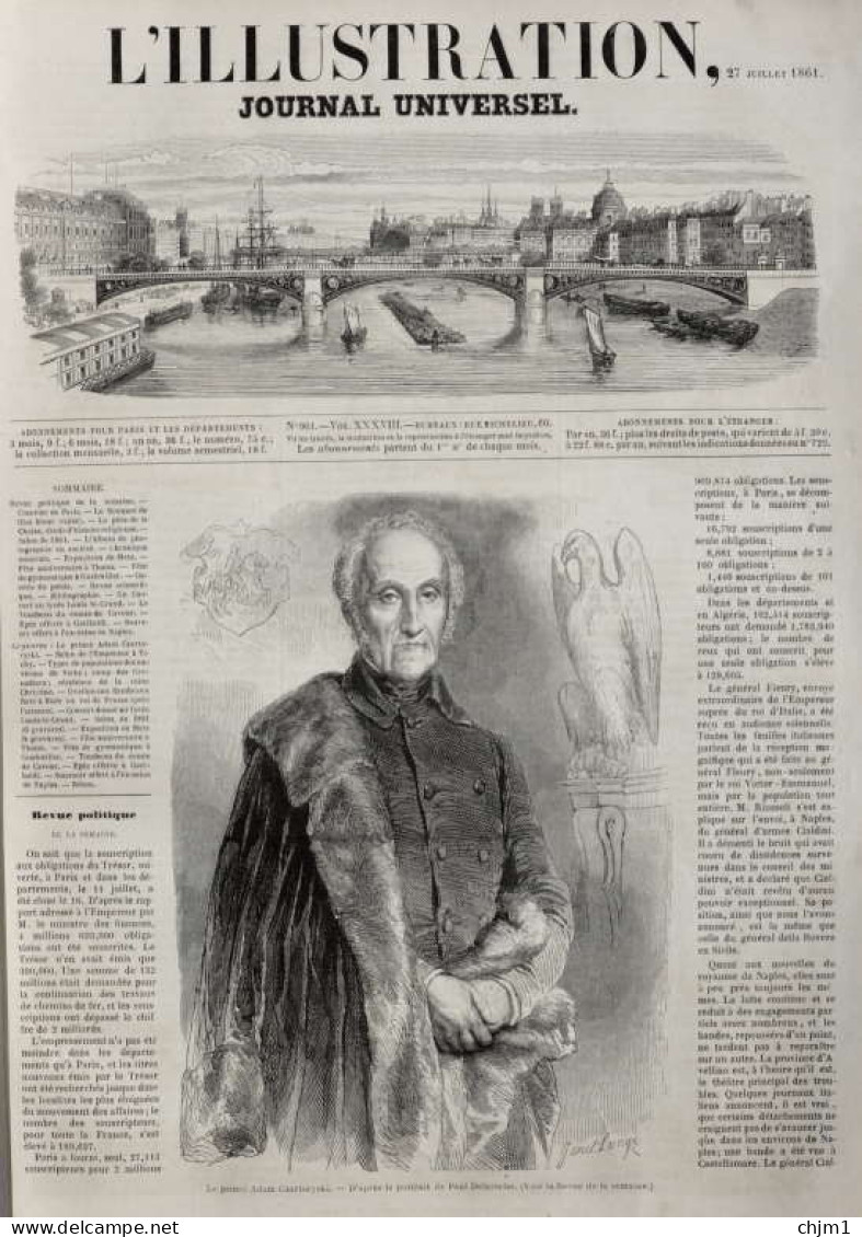 Le Prince Adam Czartoryski - Page Originale 1861 - Documents Historiques