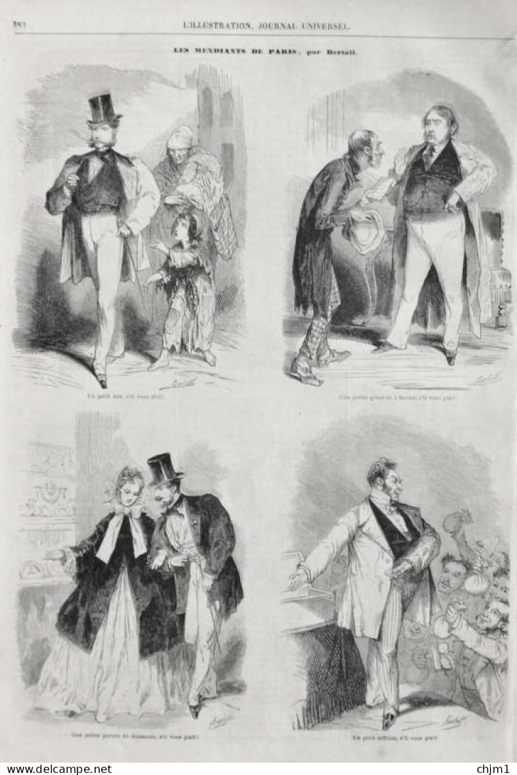 Les Mendiants De Paris, Par Bertall - Page Originale 1861 - Documents Historiques