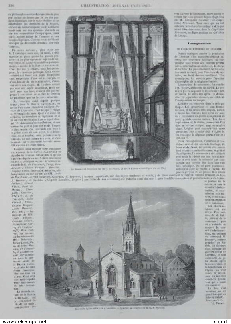 Nouvelle église Réformée à Lucerne (Luzern, Suisse) - Page Originale 1861 - Documents Historiques