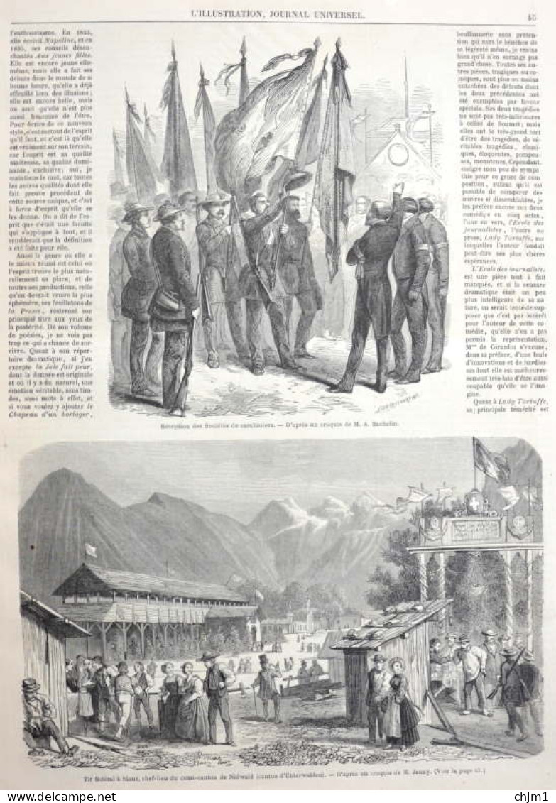 Tir Fédéral à Stanz, Chef-lieu Du Demi-canton De Nidwald (canton D'Unterwalden) - Page Originale 1861 - Documents Historiques