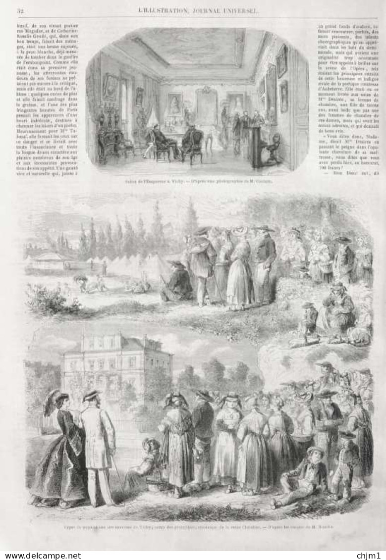 Types De Populations Des Environs De Vichy - Salon De L'Empereur à Vichy - Page Originale 1861 - Documents Historiques