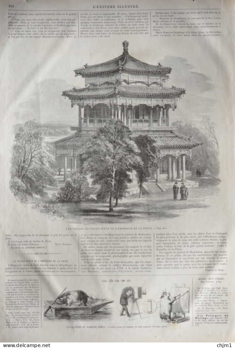 Une Pagode Du Palais D'été De L'empereur De La Chine - Page Original 1861 - Documents Historiques