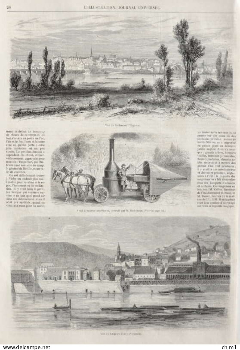 Vue De Richmond (Virginie) - Fusil à Vapeur Américain - Vue De Harper's Ferry - Page Originale 1861 - Documents Historiques