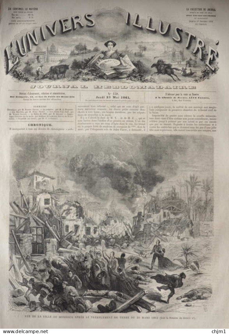 Vue De A Ville De Mendoza Après Le Tremblement De Terre Du 20 Mars 1861 - Page Original 1861 - Documents Historiques