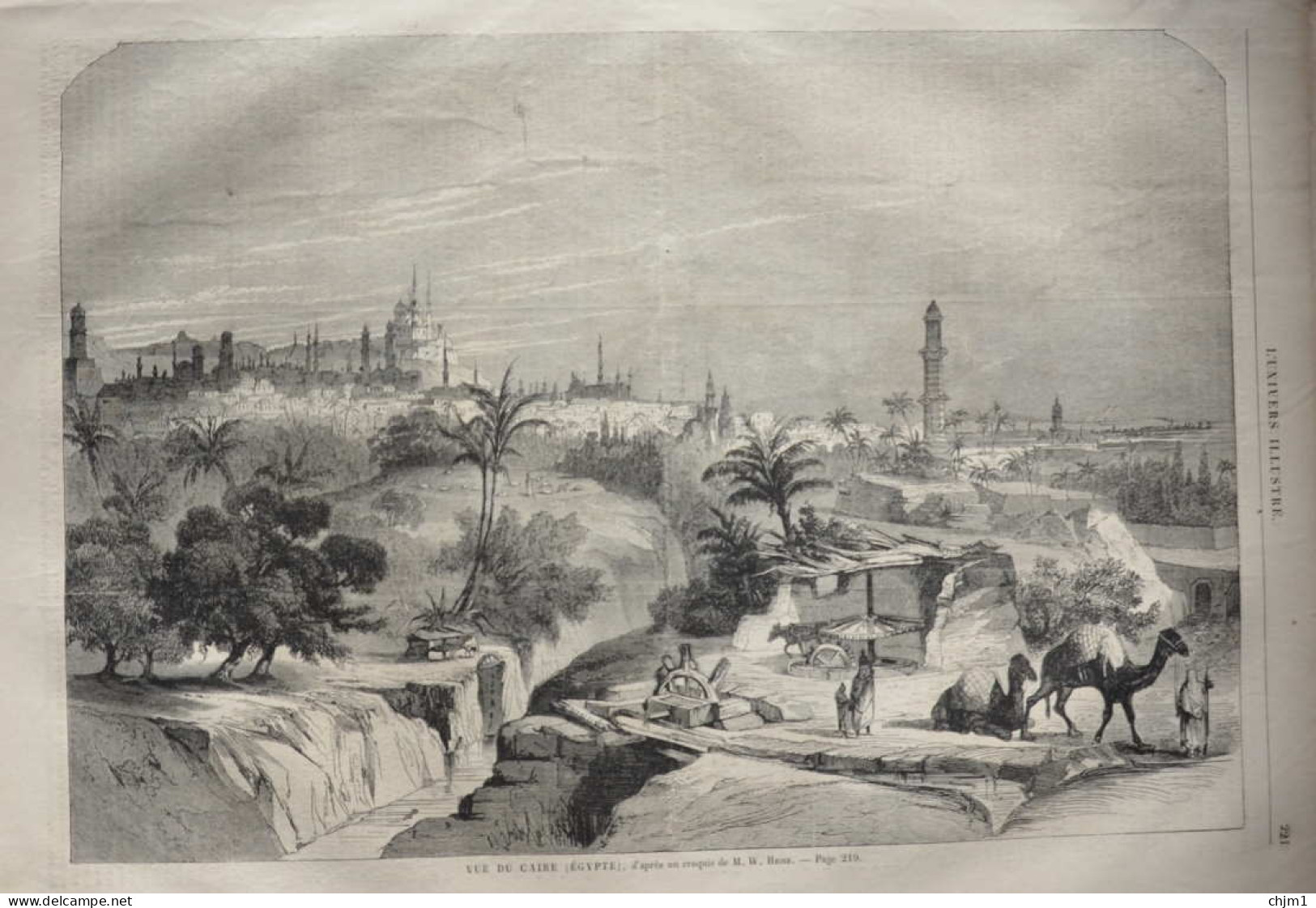 Vue Du Caire (Égypte) - Page Original 1861 - Historische Dokumente