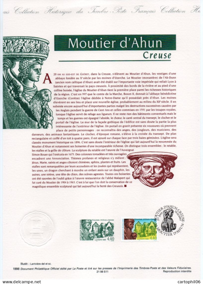 - Document Premier Jour MOUTIER D'AHUN (Creuse) 13.12.1997 - - Abadías Y Monasterios