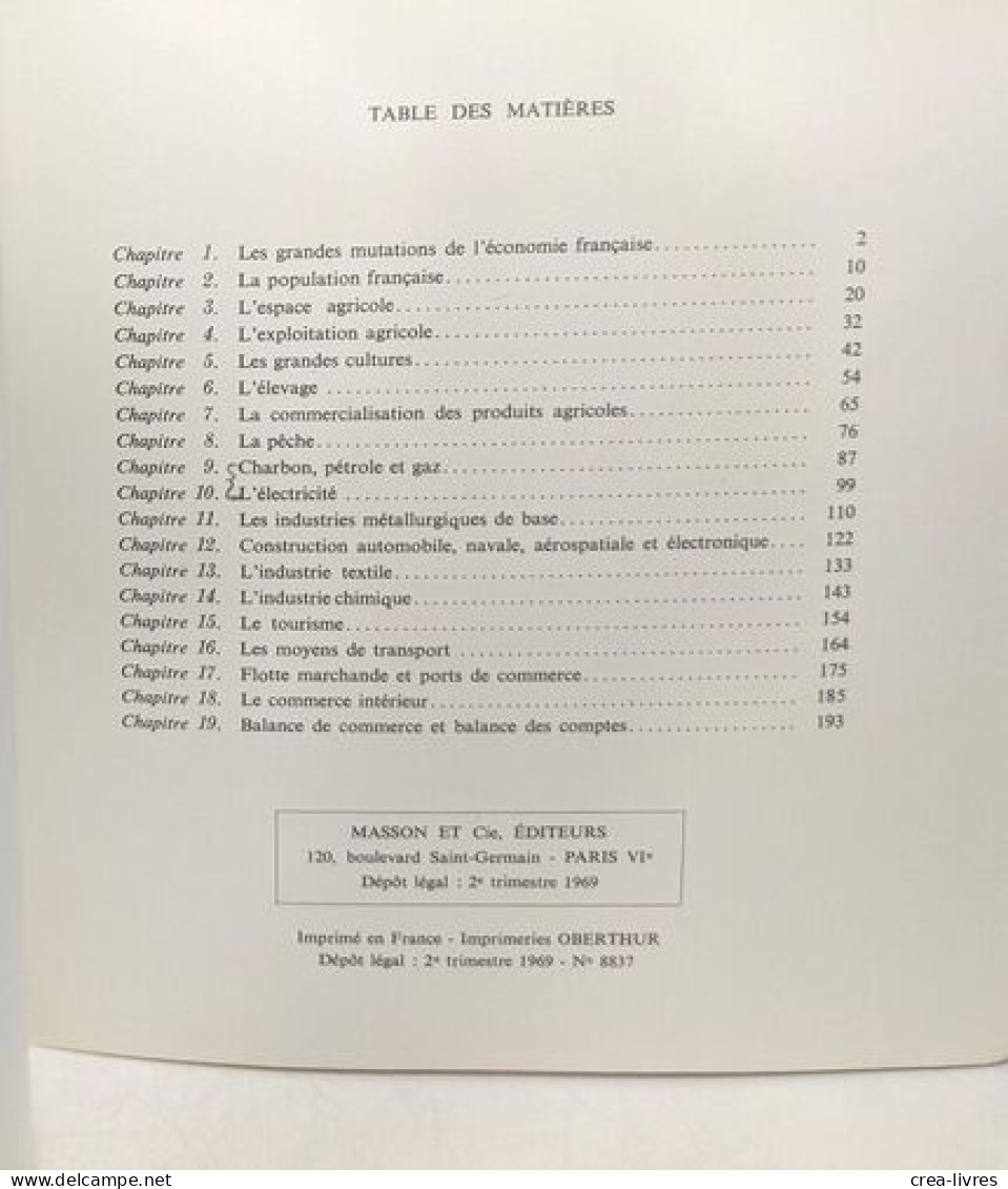 Premier Cycle Géographie - L'économie Française Structures Et Conjoncture - Unclassified