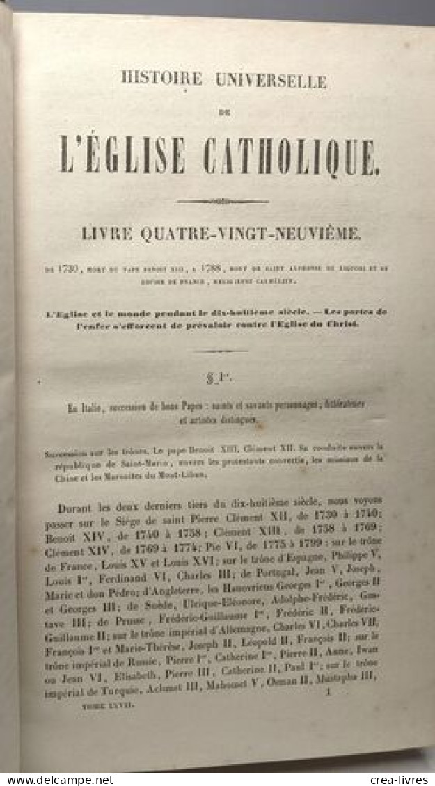 Histoire Universelle De L'église Catholique - TOME 27 - Geschichte