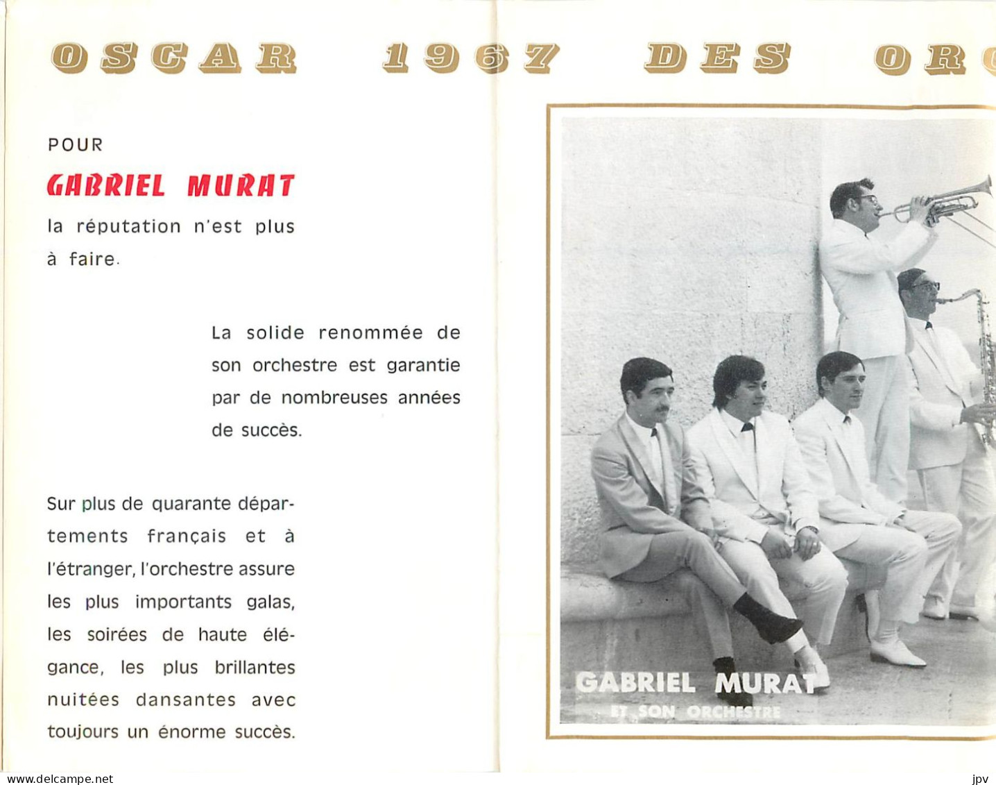 PUBLICITE : OSCAR 1967 DES ORCHESTREDE DANSES : GABRIEL MURAT. - Advertising