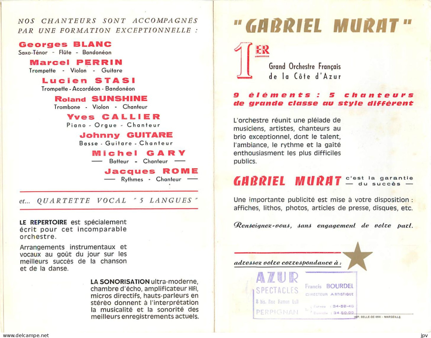 PUBLICITE : OSCAR 1967 DES ORCHESTREDE DANSES : GABRIEL MURAT. - Werbung