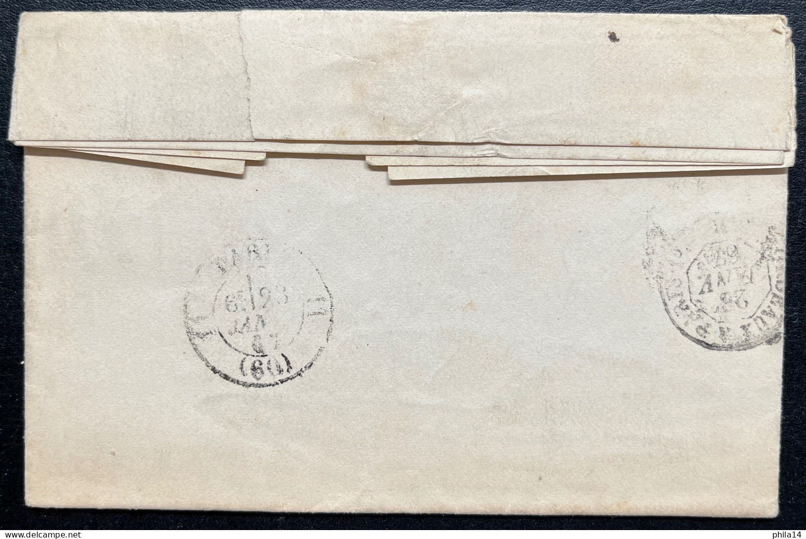 N°22 PIQUAGE DECALE 20c NAPOLEON SUR LETTRE / VIERZON POUR PARIS / 23 JANV 1867 / LAC - 1849-1876: Klassik