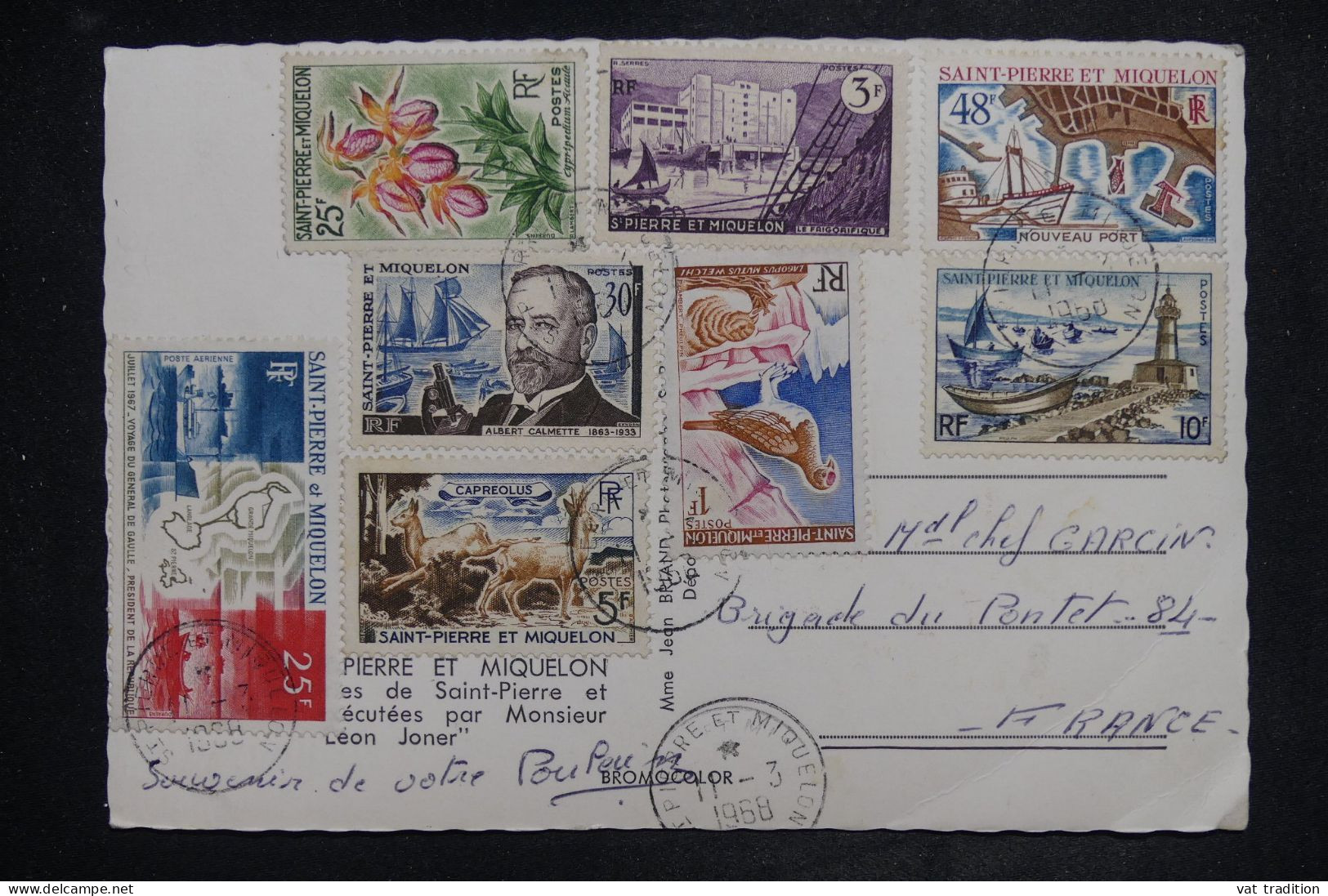 ST PIERRE ET MIQUELON - Affranchissement Varié Sur Carte Postale Pour  La France En 1968 - L 150967 - Covers & Documents