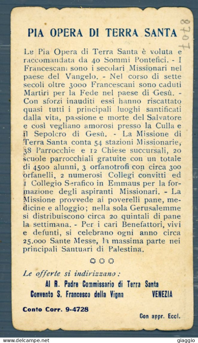 °°° Santino N. 8707 - Pia Opera Di Terra Santa - Venezia °°° - Godsdienst & Esoterisme