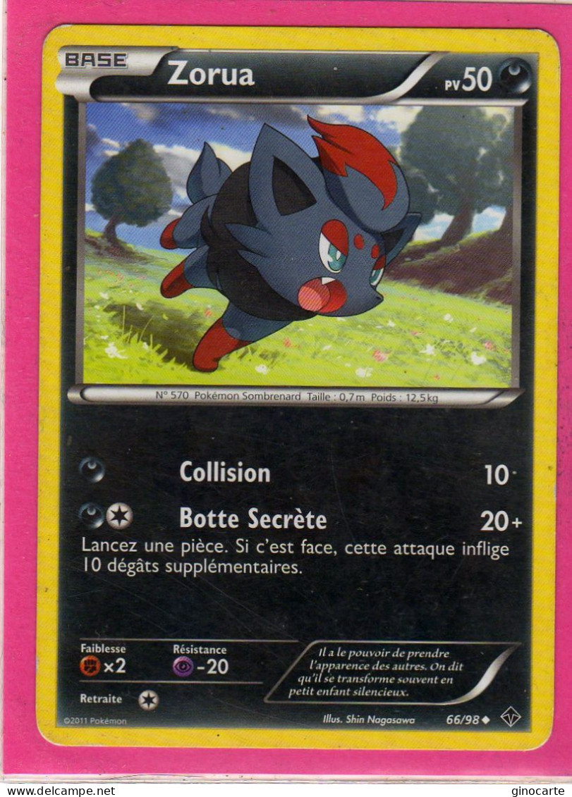 Carte Pokemon Francaise 2011 Noir Et Blanc Pouvoir Emmergeant 66/98 Zorua 50pv Occasion - Nero E Bianco