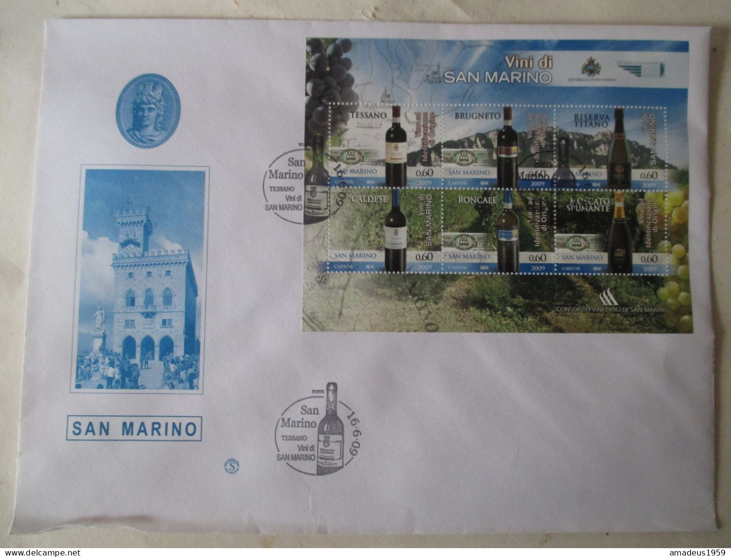 Busta 1 Giorno Vini Di San Marino - FDC
