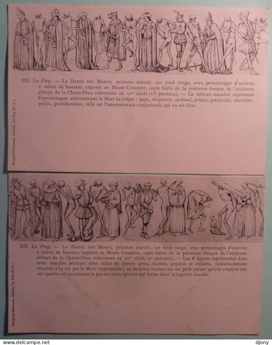 Le Puy En Velay 43 - 2 Cartes La Danse Des Morts - Danse Macabre - Musée Crozatier - Le Puy En Velay