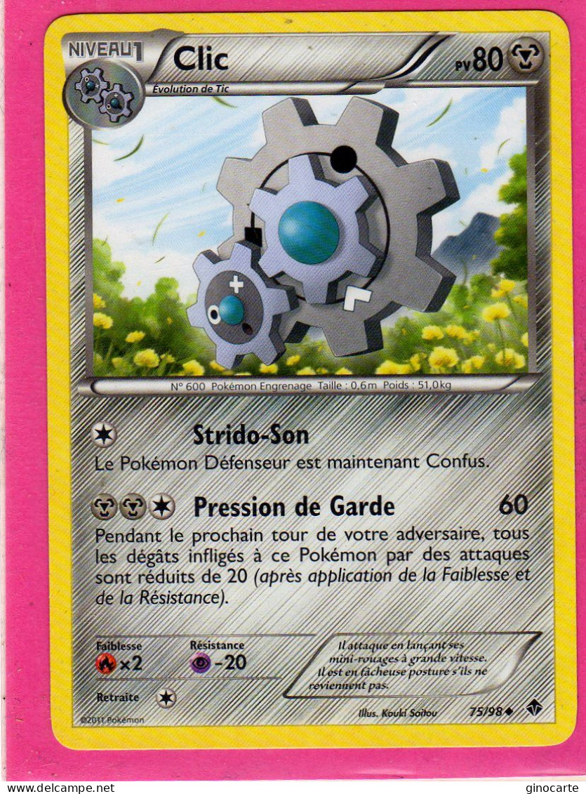 Carte Pokemon Francaise 2011 Noir Et Blanc Pouvoir Emmergeant 75/98 Clic 80pv Bon Etat - Schwarze Und Weiße