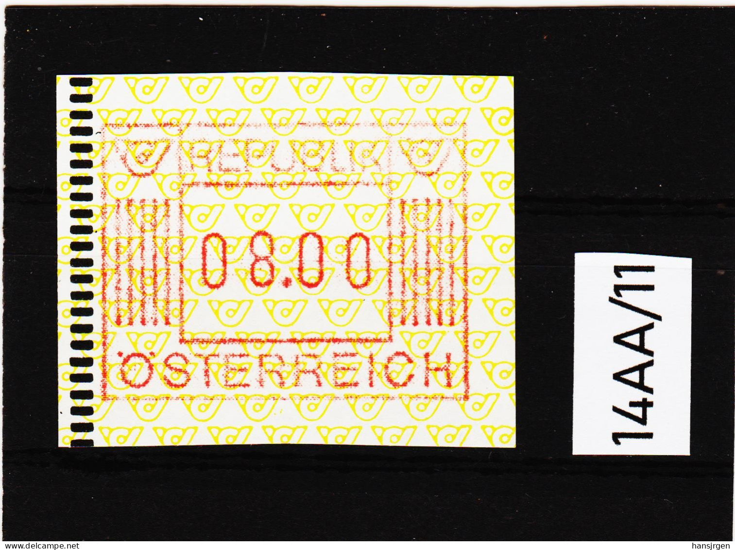 14AA/11 ÖSTERREICH 1983 AUTOMATENMARKEN 1. AUSGABE  8,00 Schilling   ** Postfrisch - Machine Labels [ATM]