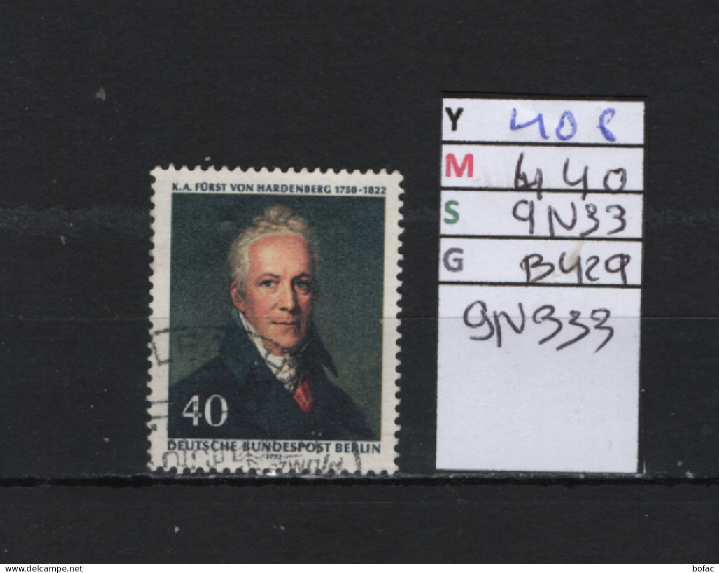 P. FIXE Obl 406 YT 440 MIC 9N333 SCO B429 GIB Karl August Prince De Hardenberg 1972 *Berlin* 75/03 - Used Stamps