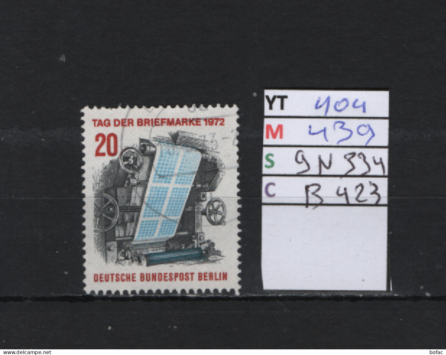 P. FIXE Obl 404  YT 439 MIC 9N334 SCO B423 GIB Rotatives D'impression De Timbres 1972 *Berlin* 75/03 - Oblitérés