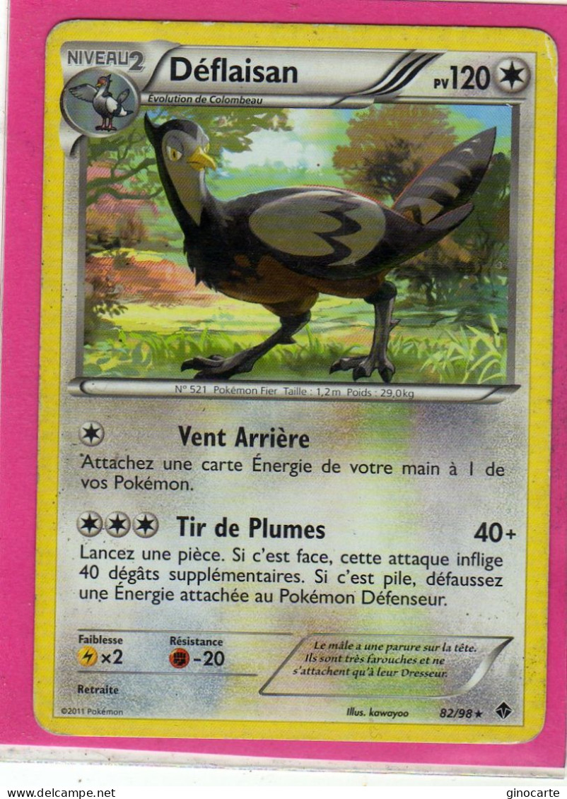 Carte Pokemon Francaise 2011 Noir Et Blanc Pouvoir Emmergeant 82/98 Deflaisan 120pv Usagé - Schwarze Und Weiße