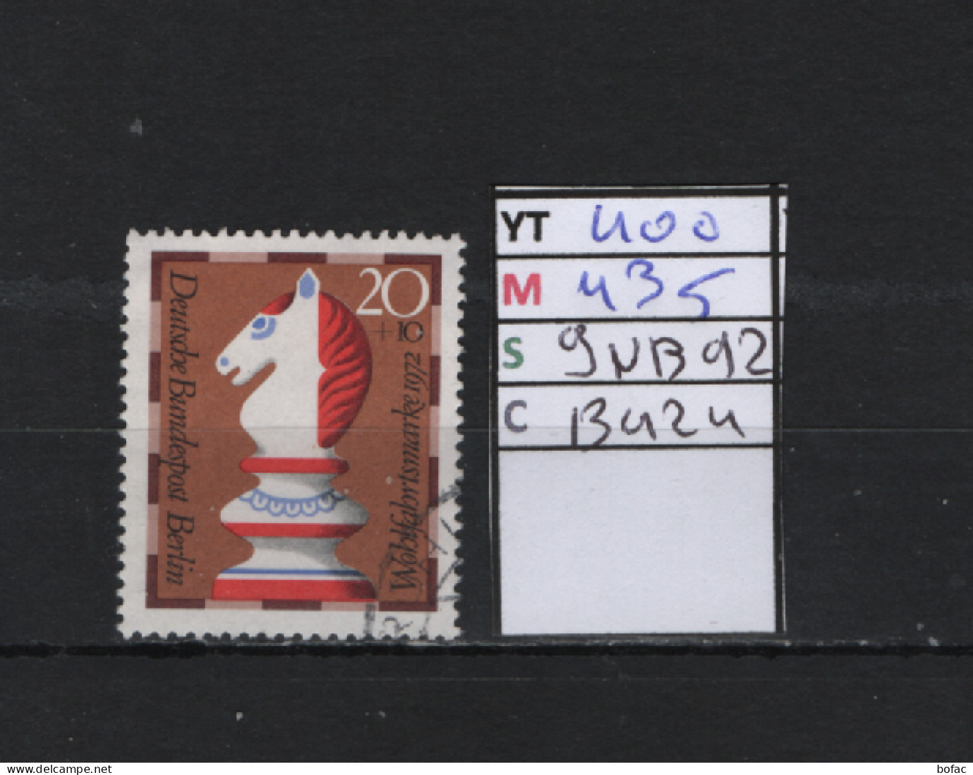 P. FIXE Obl 400 YT 435 MIC 9NB92 SCO B424 GIB Cavalier  Pieces De Jeux D'échecs 1972 *Berlin* 75/03 - Used Stamps