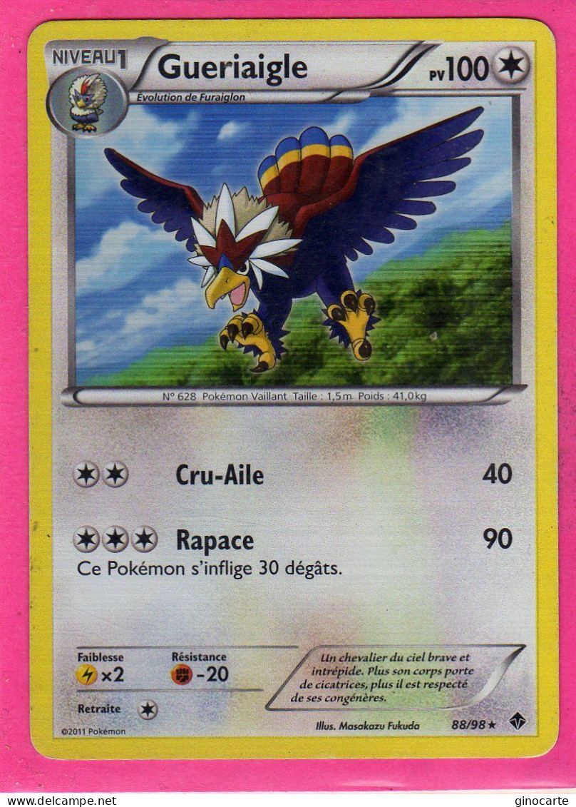 Carte Pokemon Francaise 2011 Noir Et Blanc Pouvoir Emmergeant 88/98 Gueriaigle 100pv Holo Occase - Noir & Blanc