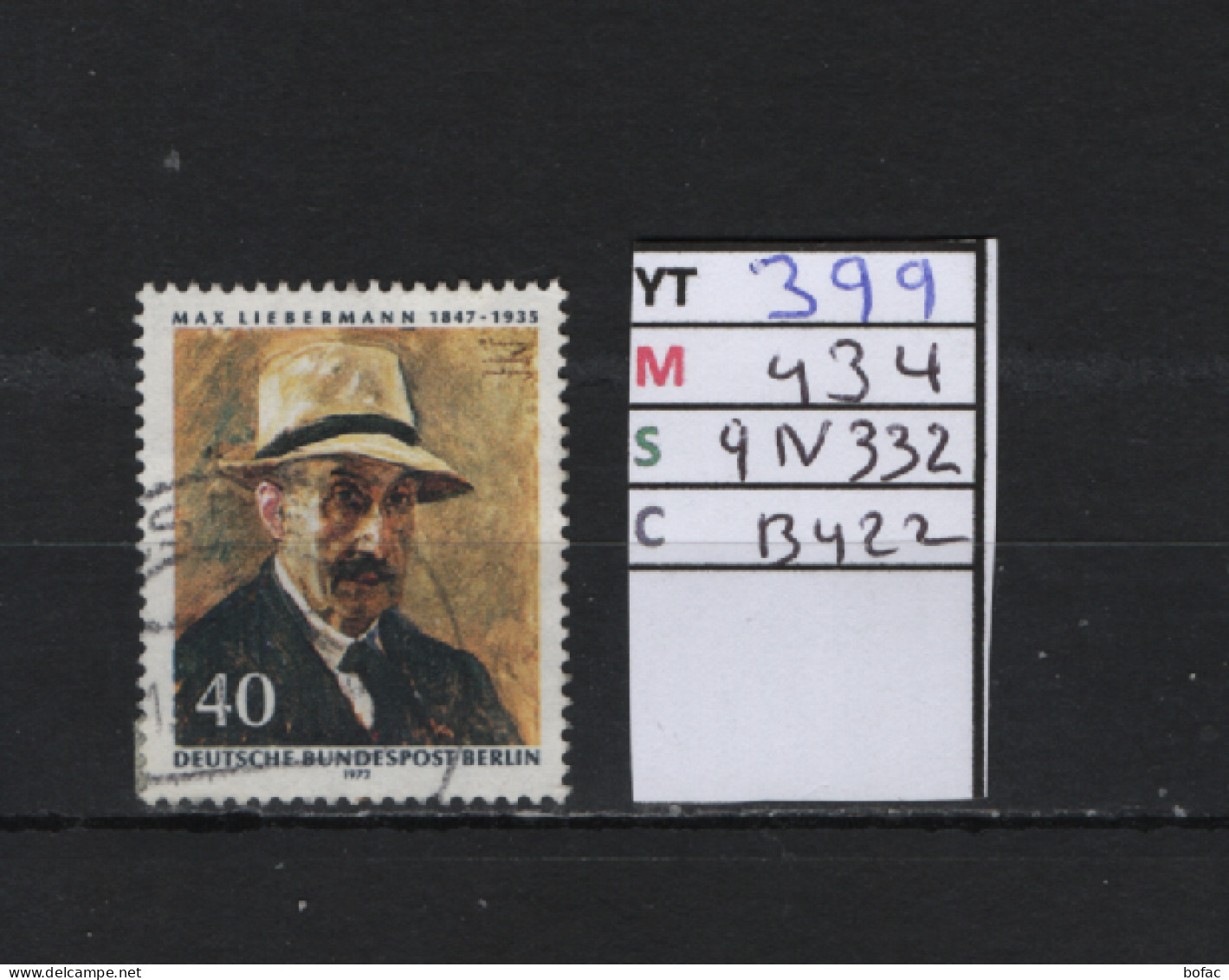 P. FIXE Obl 399 YT 434 MIC 9N332 SCO B422 GIB Max Liebermann 1972 *Berlin* 75/03 - Used Stamps
