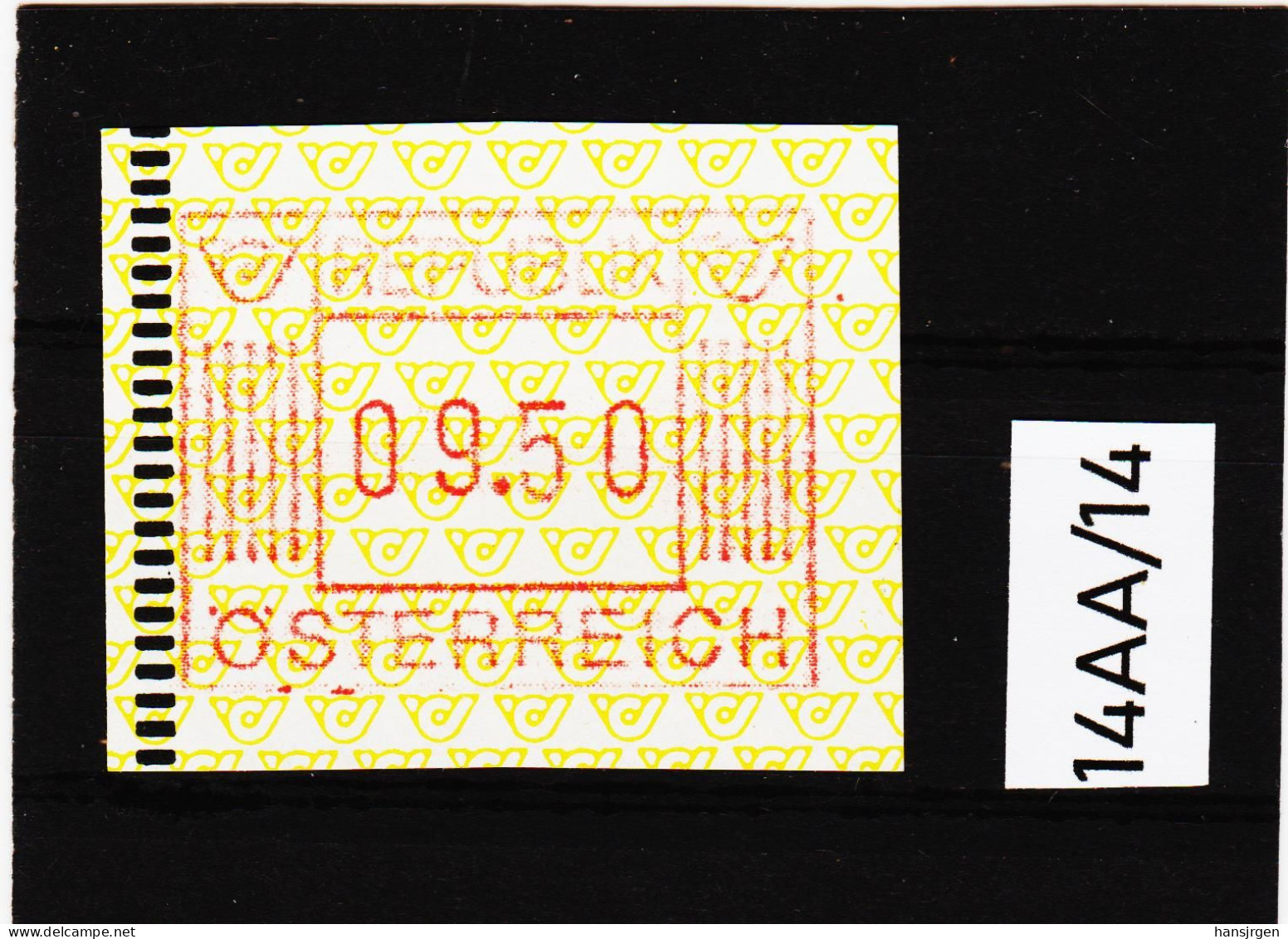 14AA/14  ÖSTERREICH 1983 AUTOMATENMARKEN 1. AUSGABE  9,50 SCHILLING   ** Postfrisch - Automatenmarken [ATM]