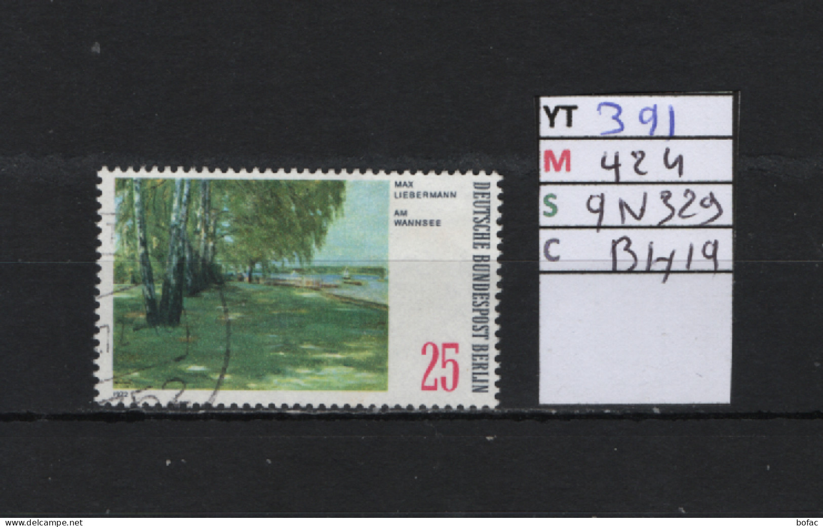 P. FIXE Obl 391 YT 424 MIC 9N329 SCO B419 GIB Lac Wann Paysages Autour De Berlin 1972 *Berlin* 75/03 - Used Stamps