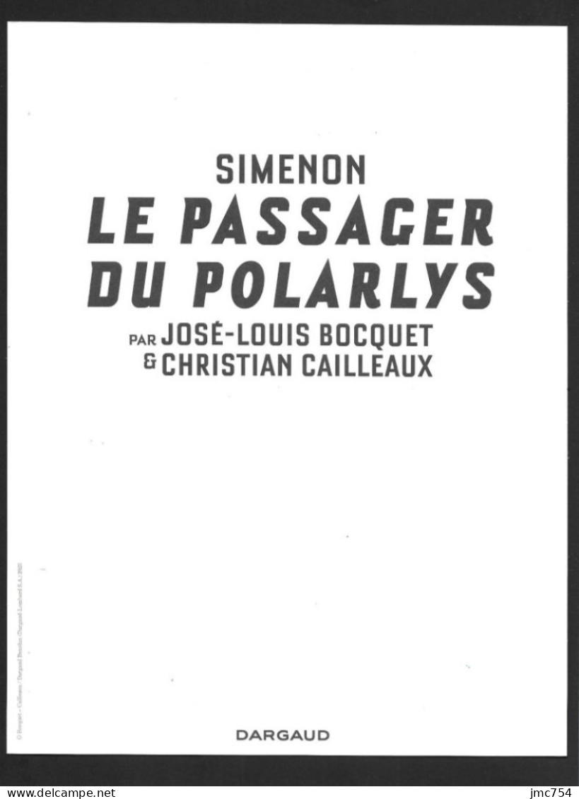 Ex-Libris (BD).   Simenon.  " Le Passager Du Polarlys" Par José-Louis Bocquet Et Christian Cailleau.   Dargaud éditions. - Ex Libris